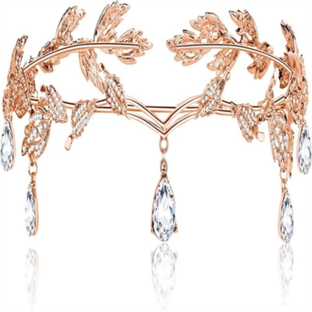 Rhinestone leaf Wedding Fairy tiara Headband Bride Bridesmaid forehead crystal p